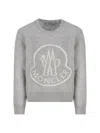 Moncler Logo Intarsia Crewneck Jumper In Grey