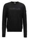 Moncler Knit Logo Sweater Intarsia In Black