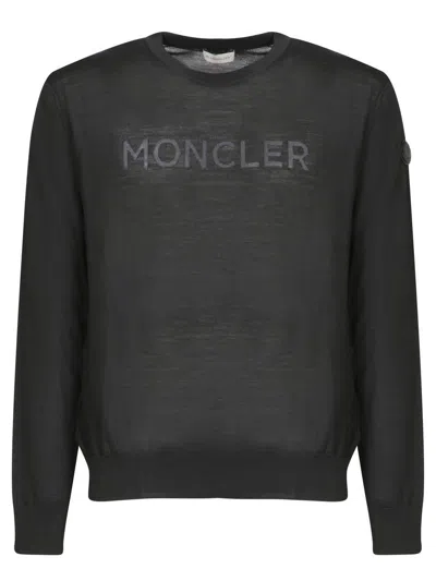 Moncler Logo Intarsia Sweater Sweaters And Cardigans In Black
