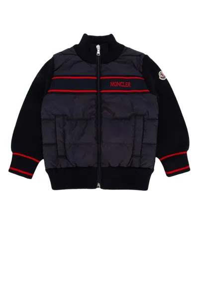 Moncler Kids' Logo-intarsia Zipped Padded Jacket In Black