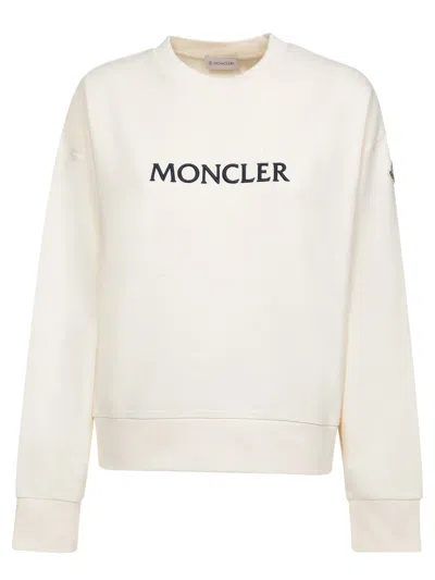 Moncler Logo Ivory Hoodie In White