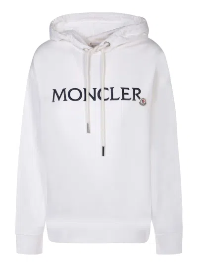 MONCLER MONCLER LOGO IVORY HOODIE