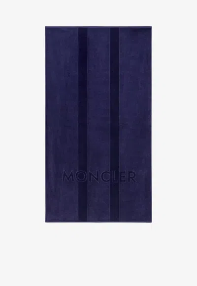 Moncler Logo Jacquard Beach Towel In Blue