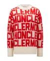 Moncler Red & White Jacquard Sweater In Black