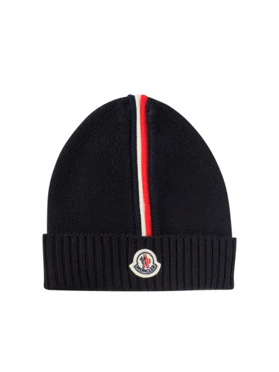 Moncler Logo Knit Beanie Hat For Kids In Multi
