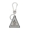 Moncler Logo Leather Key Ring In Silver