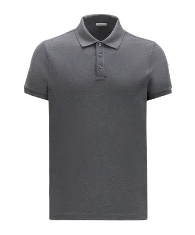 Moncler Logo Letter Polo Shirt In Gray
