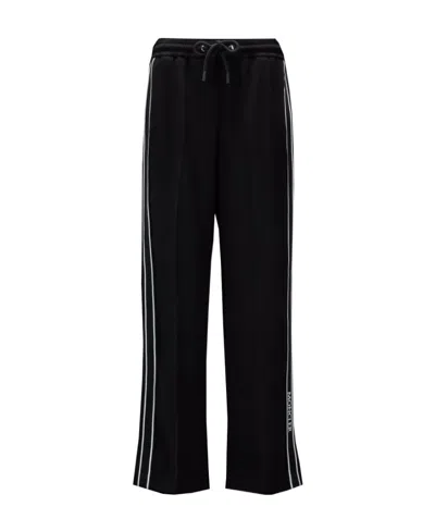 Moncler Logo Lettering Drawstring Track Pants In Black