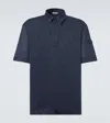 Moncler Logo Linen Polo Shirt In Blue