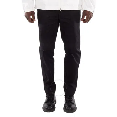 Moncler Logo Long Cotton Pants In Black