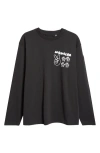 Moncler Logo Long Sleeve Cotton Graphic T-shirt In Black Gray