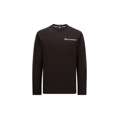 Moncler T-shirt À Manches Longues Et Logo En Coton In ブラック