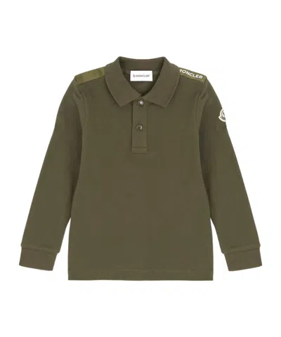 Moncler Kids' Logo Long Sleeve Polo Shirt In Gray