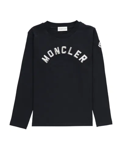 Moncler Logo Long-sleeved T-shirt In Black