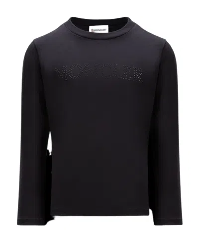 Moncler Logo Long-sleeved T-shirt In Black