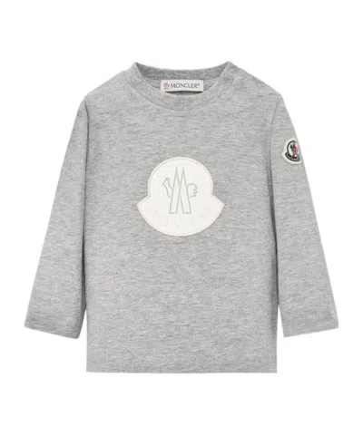 Moncler Logo Long-sleeved T-shirt In Gray