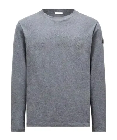 Moncler Logo Long-sleeved T-shirt In Gray