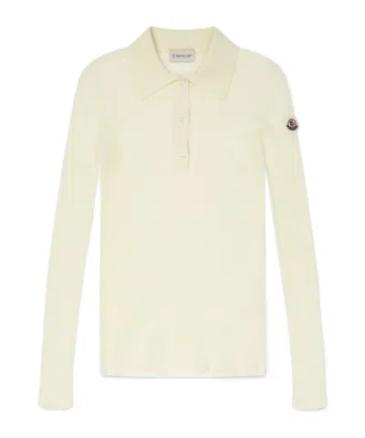 Moncler Logo Long-sleeve Polo Shirt In White