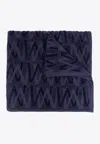 Moncler Monogrammed Beach Towel Midnight Blue In Navy