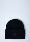 Moncler Men Logo Motif Beanie Hat In Black