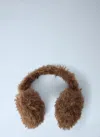 Moncler Teddy Fleece Padded Earmuffs With Adjustable Band In Brown