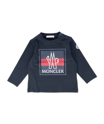 Moncler Logo-motif Long-sleeve T-shirt In Blue