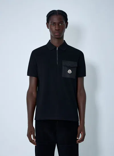 Moncler Logo Motif Polo Shirt In Black
