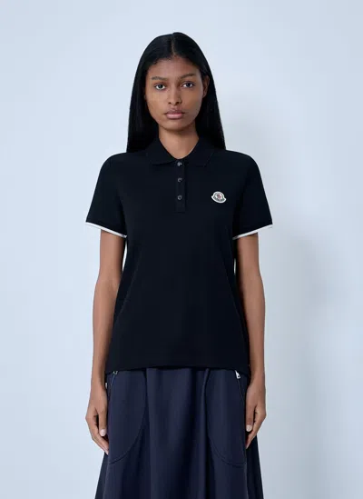 Moncler Logo Motif Polo Shirt In Black