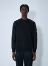 Moncler Mens Black Logo-patch Contrast-sleeve Cotton-blend Sweatshirt In Black