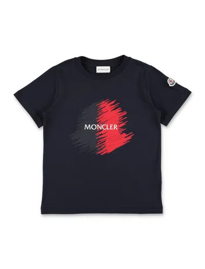 Moncler Kids' Logo Motif T-shirt In Navy