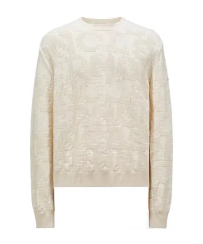 Moncler Logo-motif Virgin Wool Jumper In White