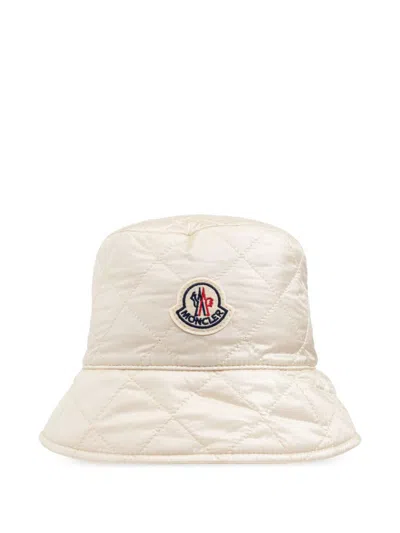 Moncler Logo Nylon Bucket Hat In White