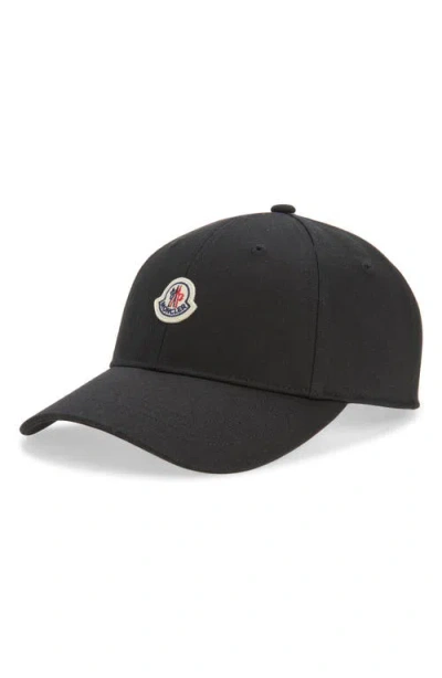 Moncler Logo Patch Adjustable Baseball Cap In Black