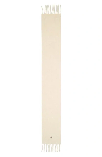 Moncler Logo Patch Alpaca Blend Fringe Scarf In Natural