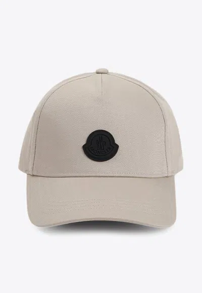 Moncler Logo Patch Baseball Cap In Beige