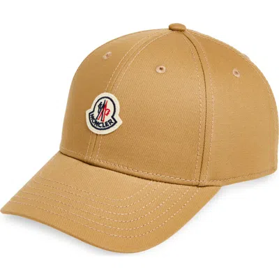Moncler Logo Patch Baseball Cap In Brown