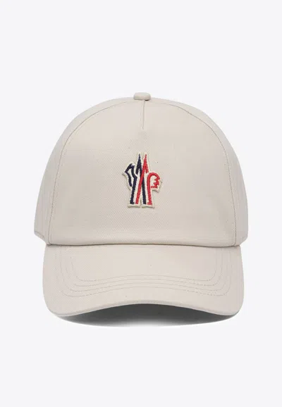 Moncler Logo Patch Baseball Cap In Beige