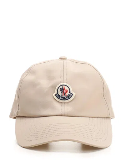 Moncler Logo Patch Baseball Cap In Beige