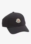 Moncler Logo Cotton Gabardine Baseball Cap In Black