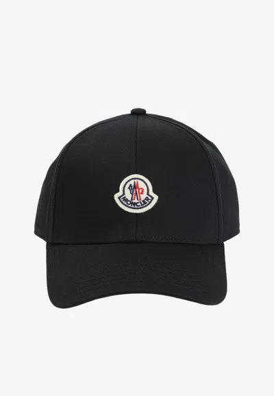Moncler Logo Patch Baseball Cap In Black