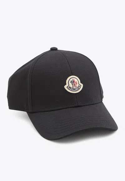 Moncler Logo Patch Baseball Cap In Black