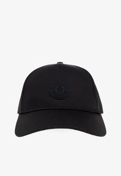 Moncler Logo Patch Baseball Cap In Black