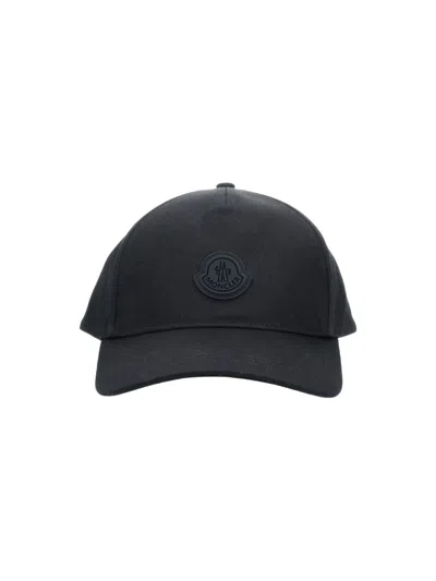 Moncler Logo Patch Baseball Cap In Black