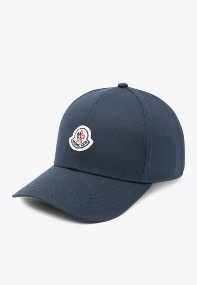 Moncler Logo Patch Baseball Cap In Blue