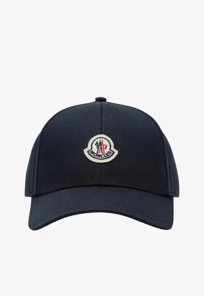 Moncler Logo Patch Baseball Cap In Blue