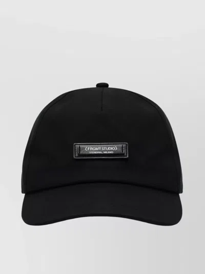 Moncler Logo Patch Baseball Cap Curved Brim In Black