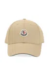 Moncler Beige Baseball Cap With Embroidered Logo In Gold