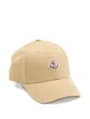 Moncler Beige Baseball Cap With Embroidered Logo In Neutral