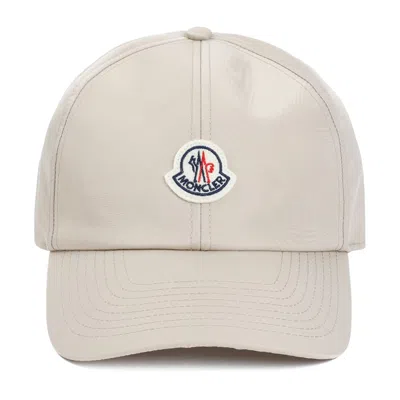 Moncler Logo Patch Baseball Cap In Nude And Neutrals For Women In Beige