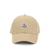Moncler Beige Baseball Cap With Embroidered Logo In Neutral